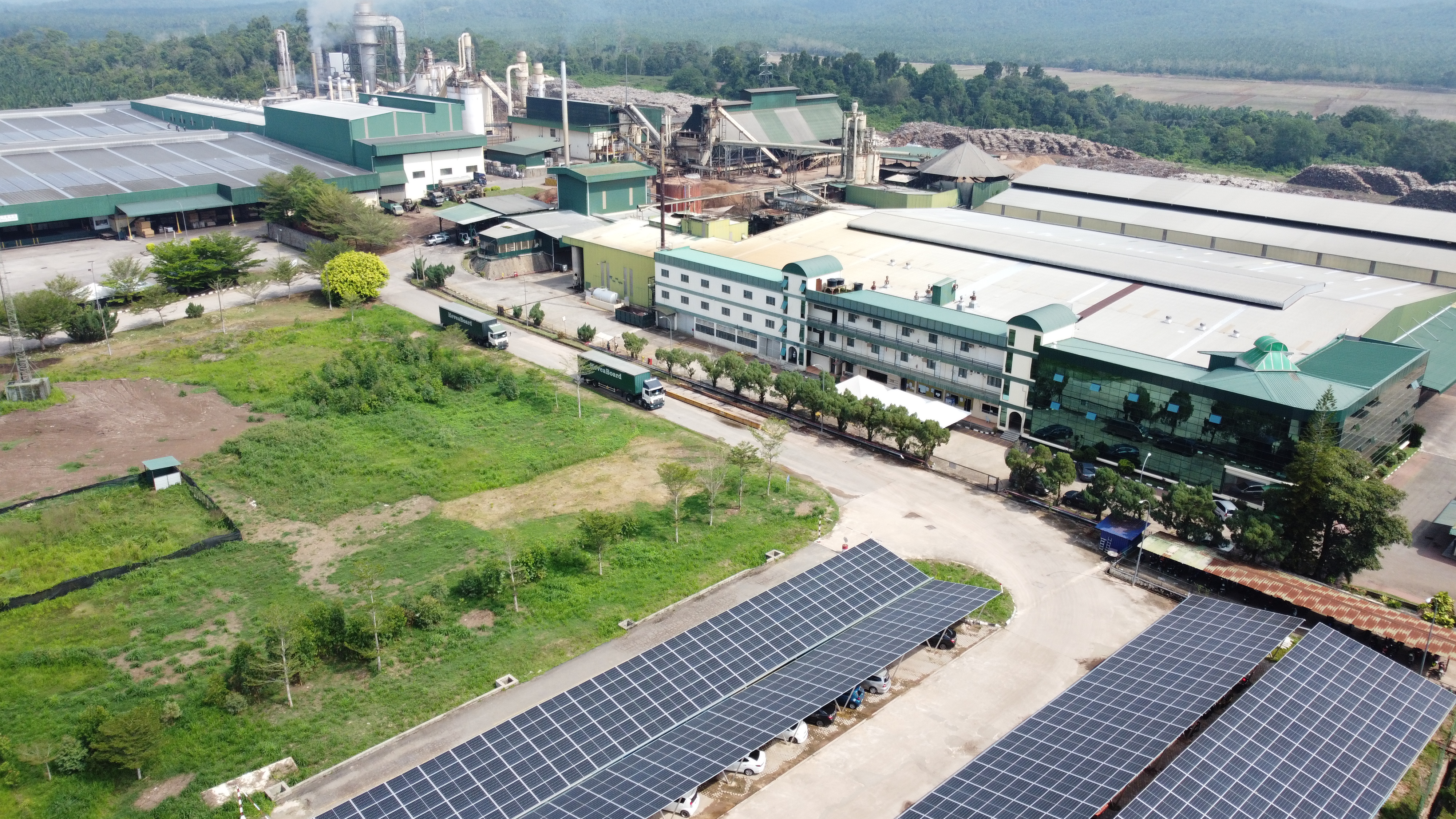 Aerial view of HeveaBoard factory in Gemas