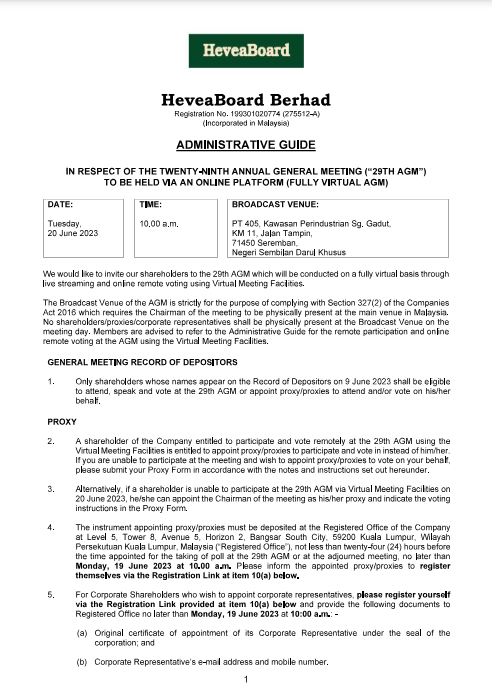 Administrative Guide 29th AGM