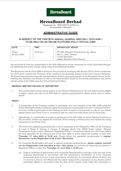 Administrative Guide 30th AGM