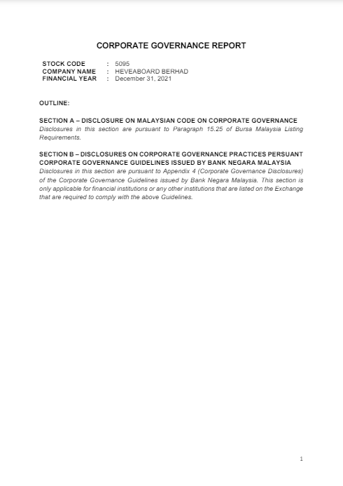 Corporate Governance Report 2021