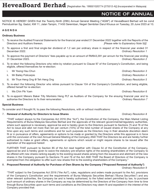 Notice 29th AGM