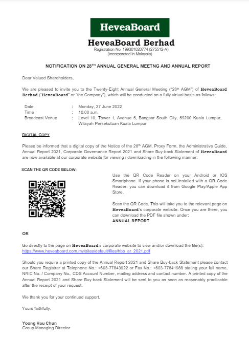 Notification of 2021 Annual Report