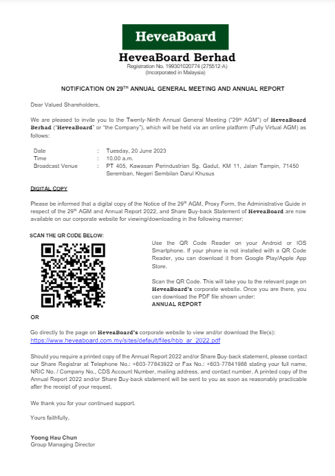 Notification of 2022 Annual Report