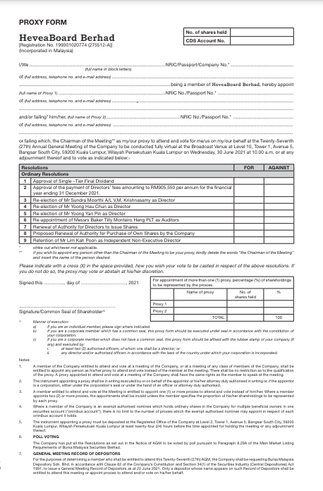 Proxy Form-27th AGM