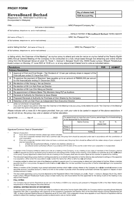 Proxy Form-28th AGM