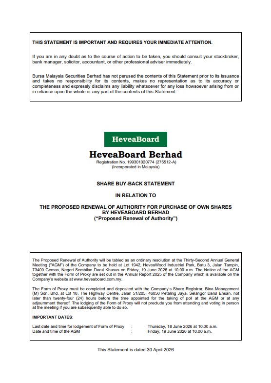 Share Buy-back Statement 2025