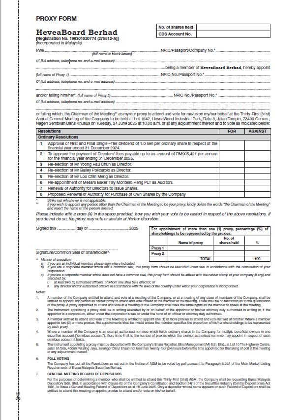 Proxy Form-31st AGM