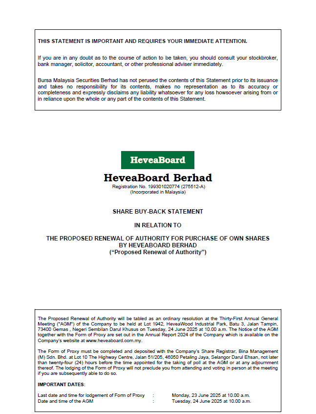 Share Buy-back Statement