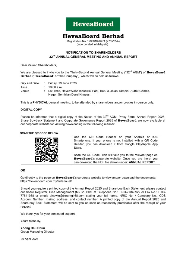 Notification to Shareholders